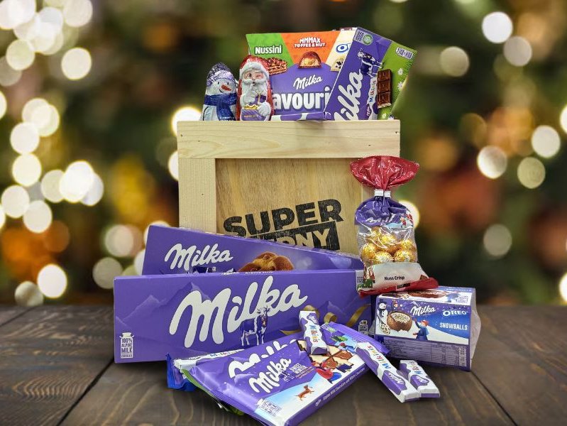 Weihnachts-Superkisten mit Milka-Schokolade